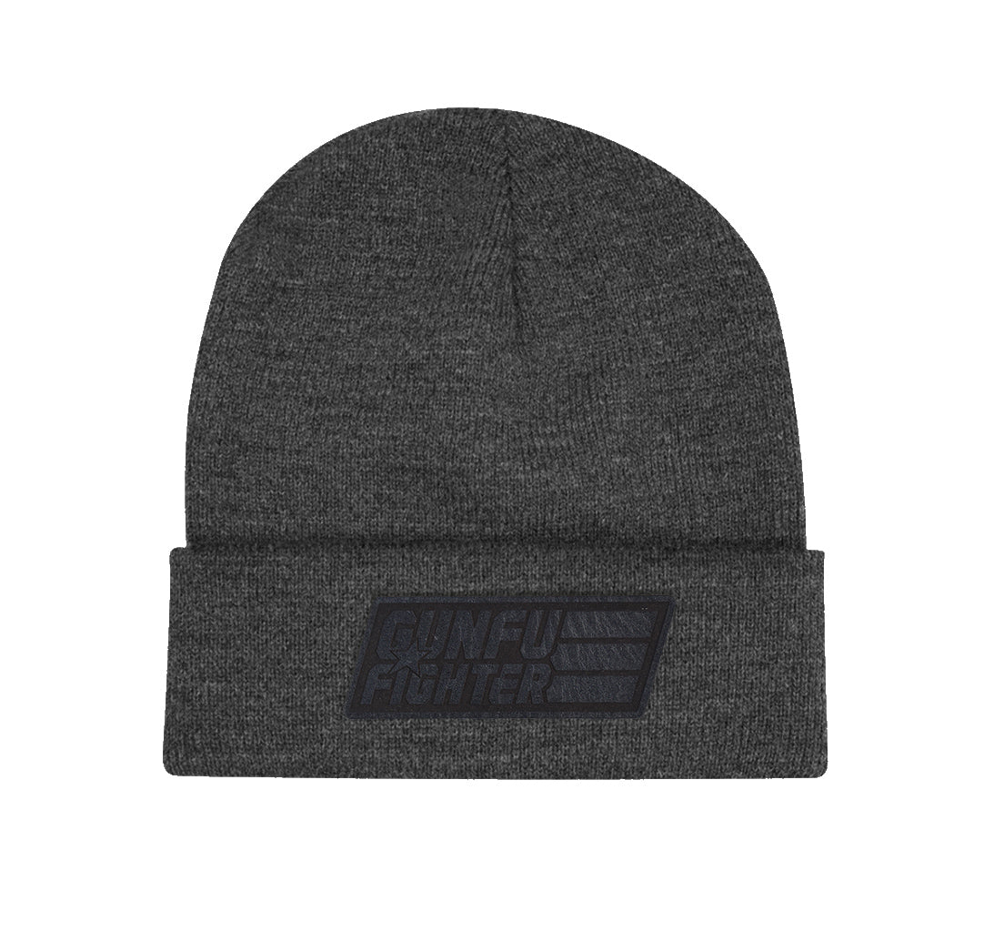 GunFuFighter Logo Black Leather Beanie