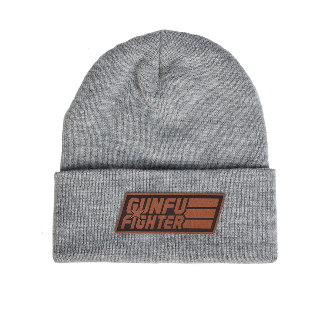 GunFuFighter Logo Brown Leather Beanie